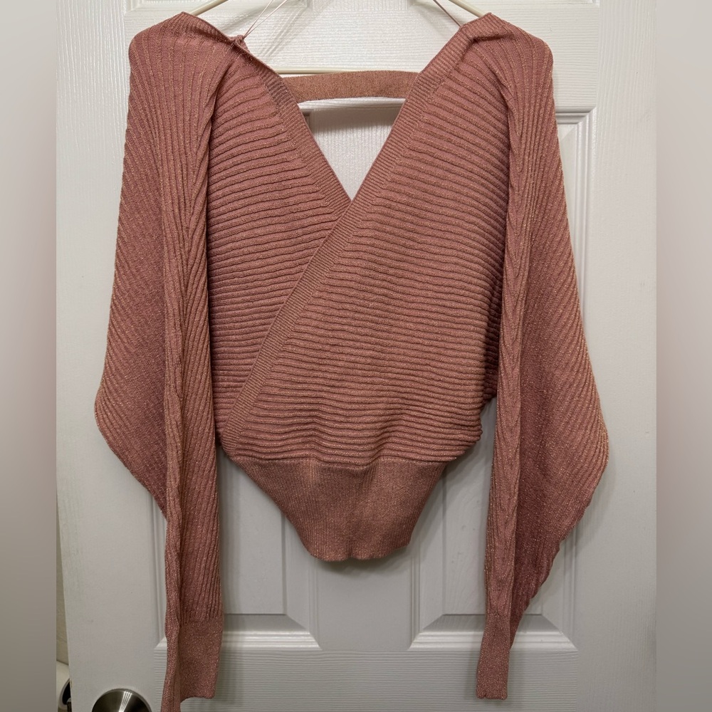 Ultra Flirt Dusty Rose V-Neck Sweater